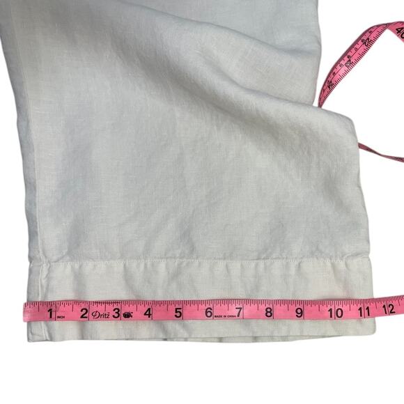 J.Jill Linen Wide Leg Pants Ivory Size 12P Minimalist Classic Casual Chic - Picture 11 of 13